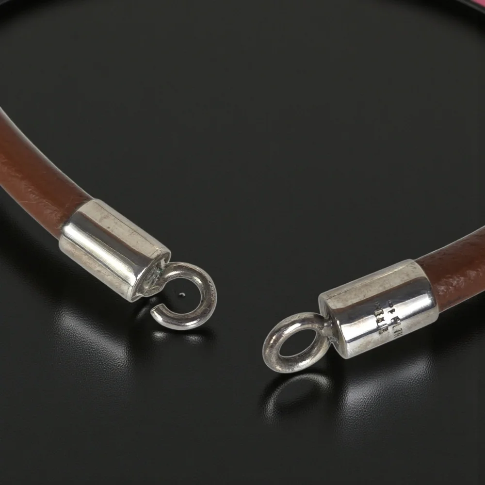 Vintage Taxco Sterling and Leather Choker Necklace and Bracelet Set - Picture 6 of 13